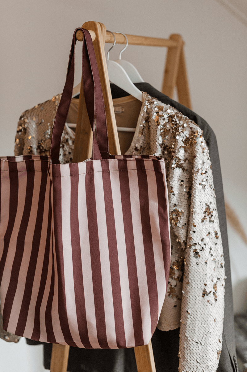 Canvas tas | stripes mokka/beige