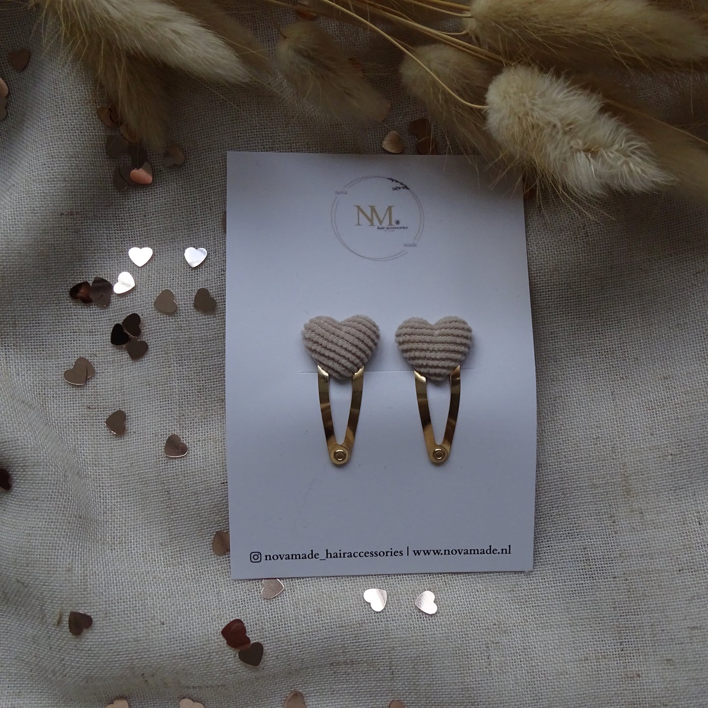 Klikklak | gestreept beige hartje