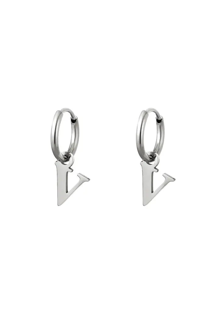 Oorbel - Initiaal Zilver