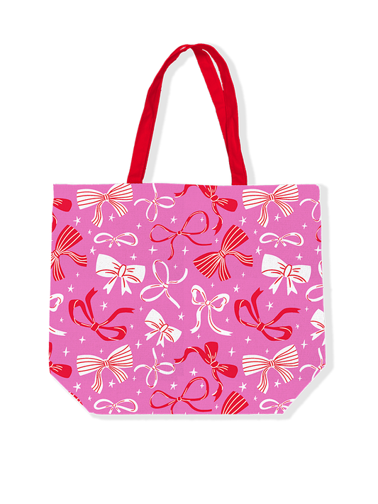 Canvas tas | bows pink/red