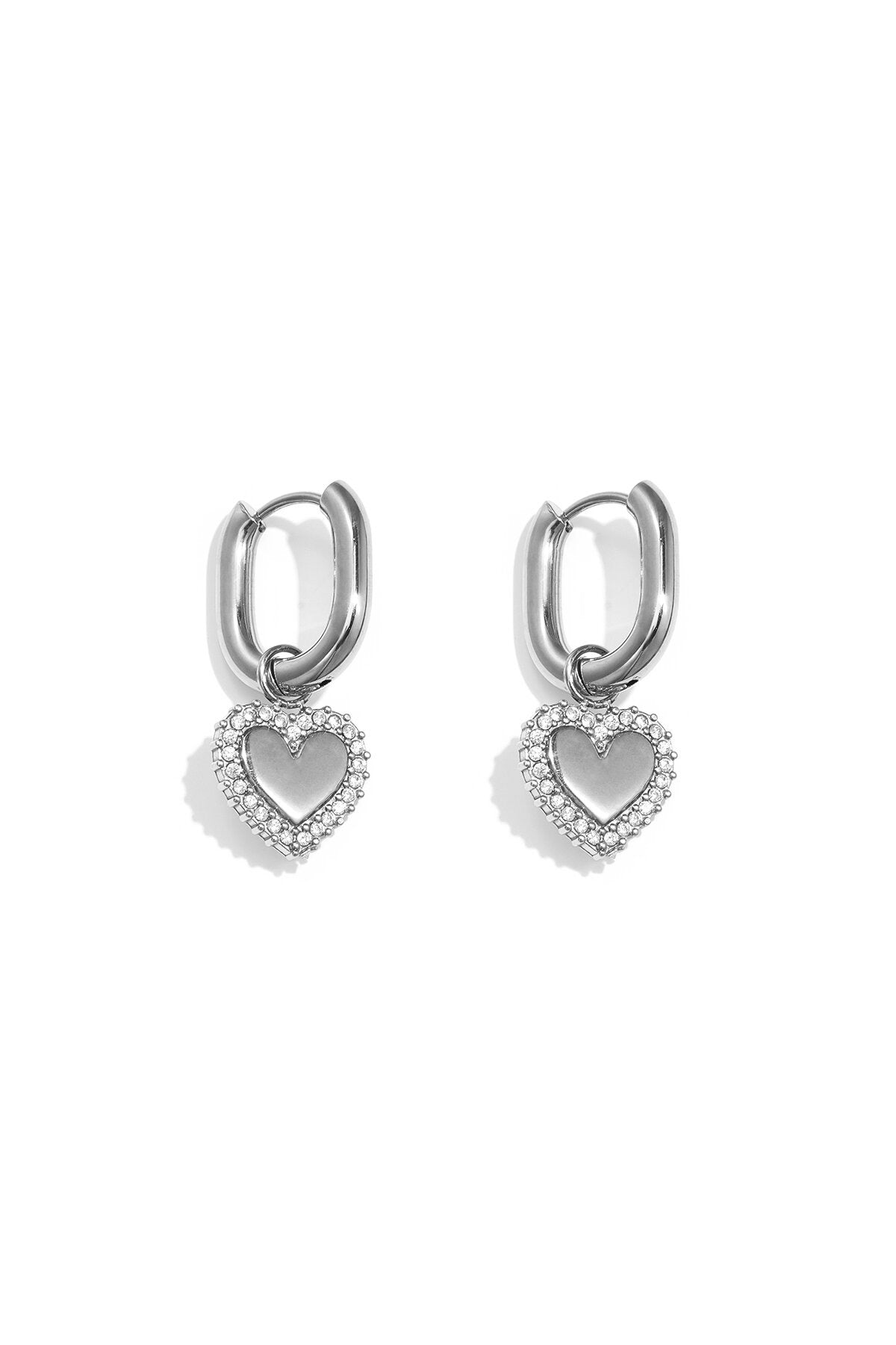 Oorbel | harten charm met steentjes