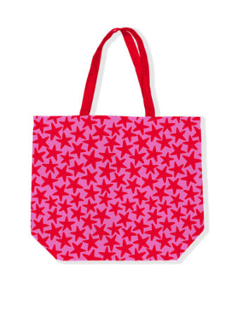 Canvas tas | stars pink/red