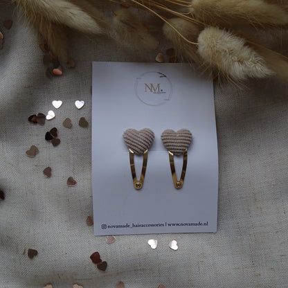 Klikklak | gestreept beige hartje