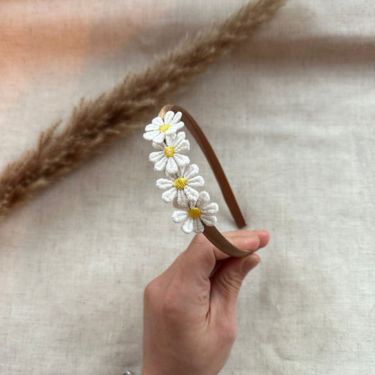 Diadeem | madelief wit en geel