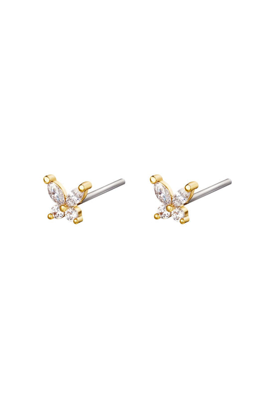 Oorbel - diamond butterfly goud koper