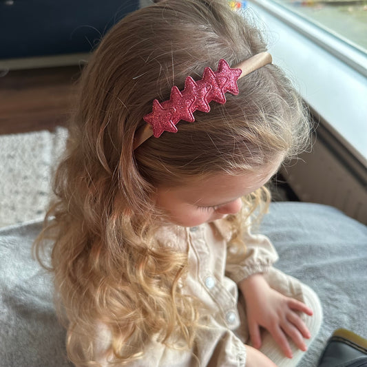December collectie | diadeem - sterren roze glitter