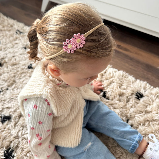 Haarband - madelief roze