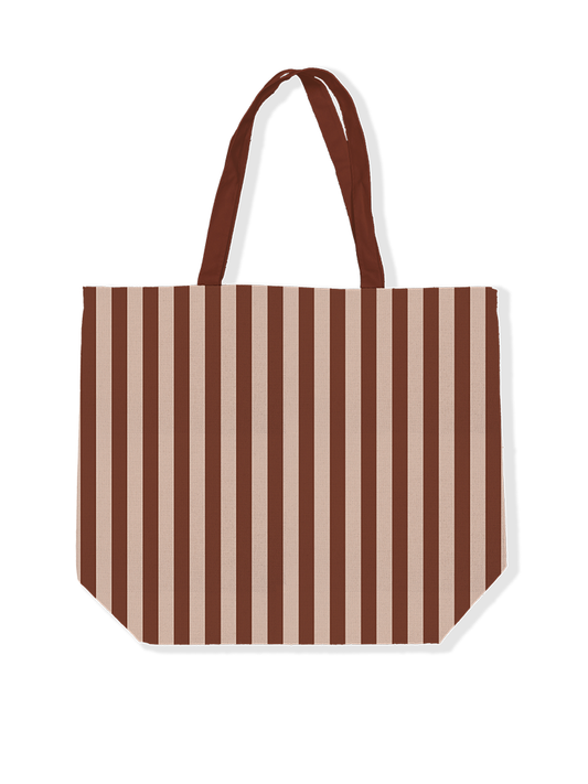 Canvas tas | stripes mokka/beige
