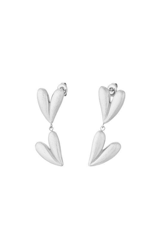 Oorbel | double heart - zilver