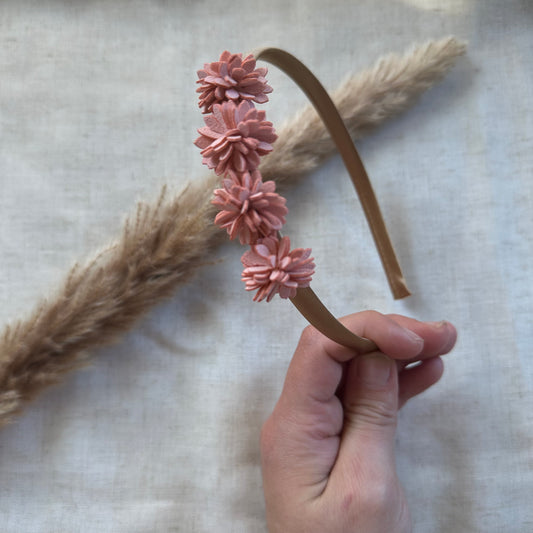 Diadeem | bloemen licht roze