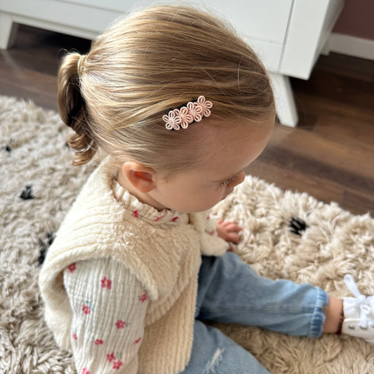 Anti slip - kanten bloemetjes roze/grijs