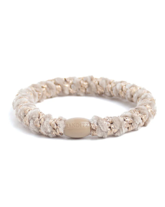 Elastiek | Beige Gold Twist Velvet