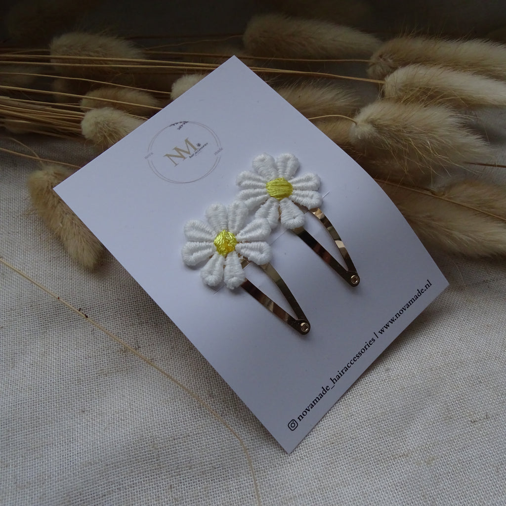 Klikklak | set madelief - wit/geel