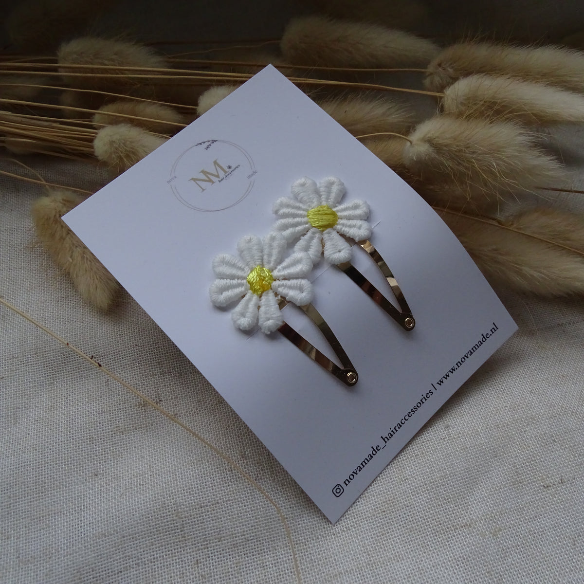 Klikklak | set madelief - wit/geel