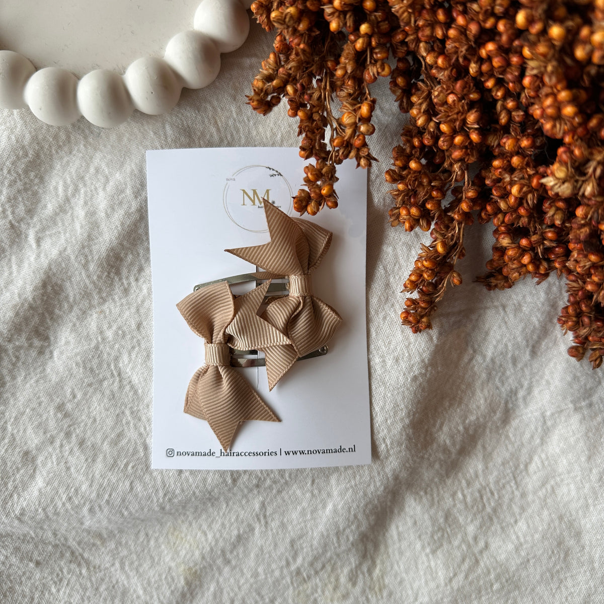 Klikklak | taupe bow set