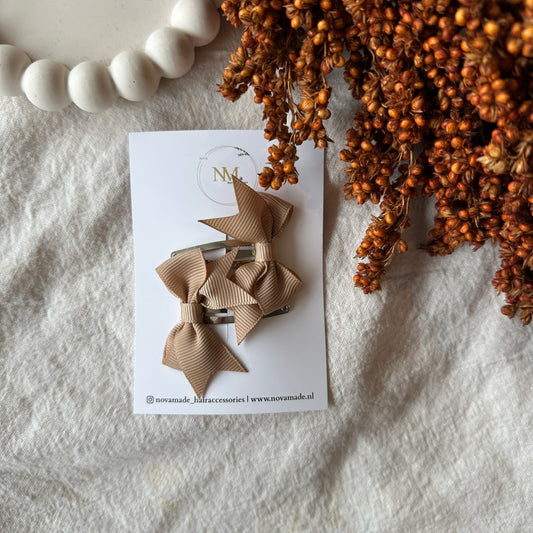 Klikklak | taupe bow set