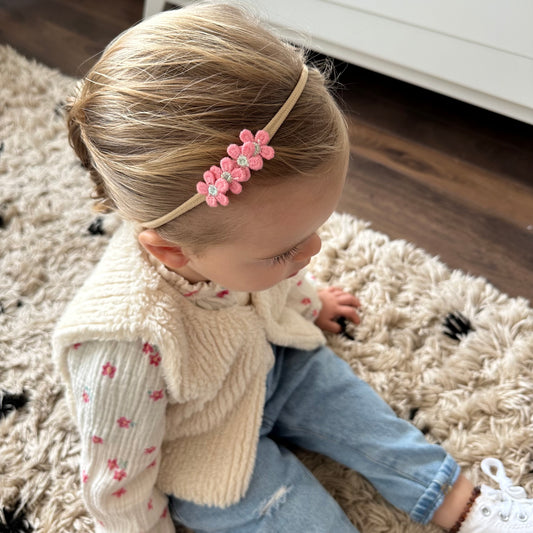 Haarband - roze mini bloemetjes