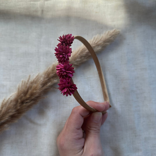 Diadeem | bloemen magenta
