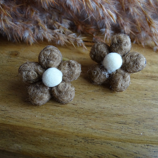 Elastiek | klein | zachte pluim bloem bruin