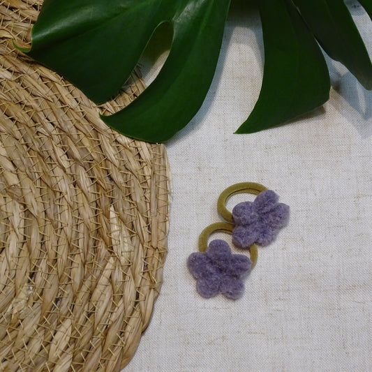 Elastiek | wollen bloem paars