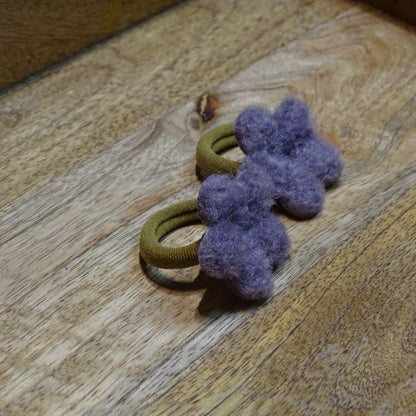 Elastiek | wollen bloem paars