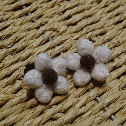 Elastiek | klein - zachte pluim bloem bruin beige