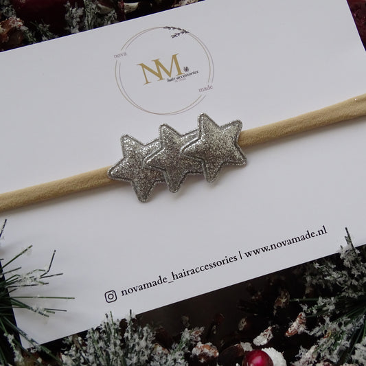Festive collectie | haarband - zilveren ster glitter