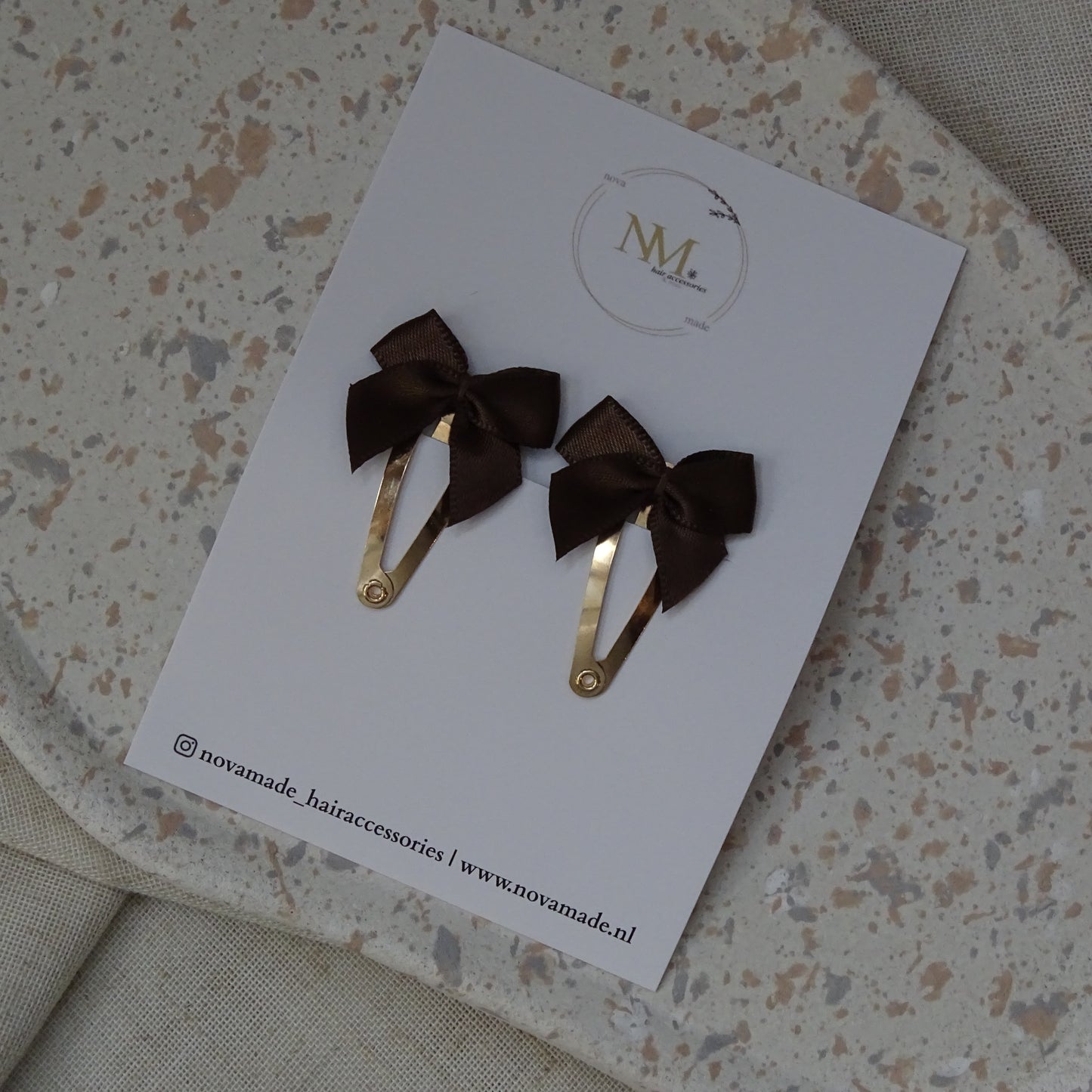 Klikklak | mini bow - bruin