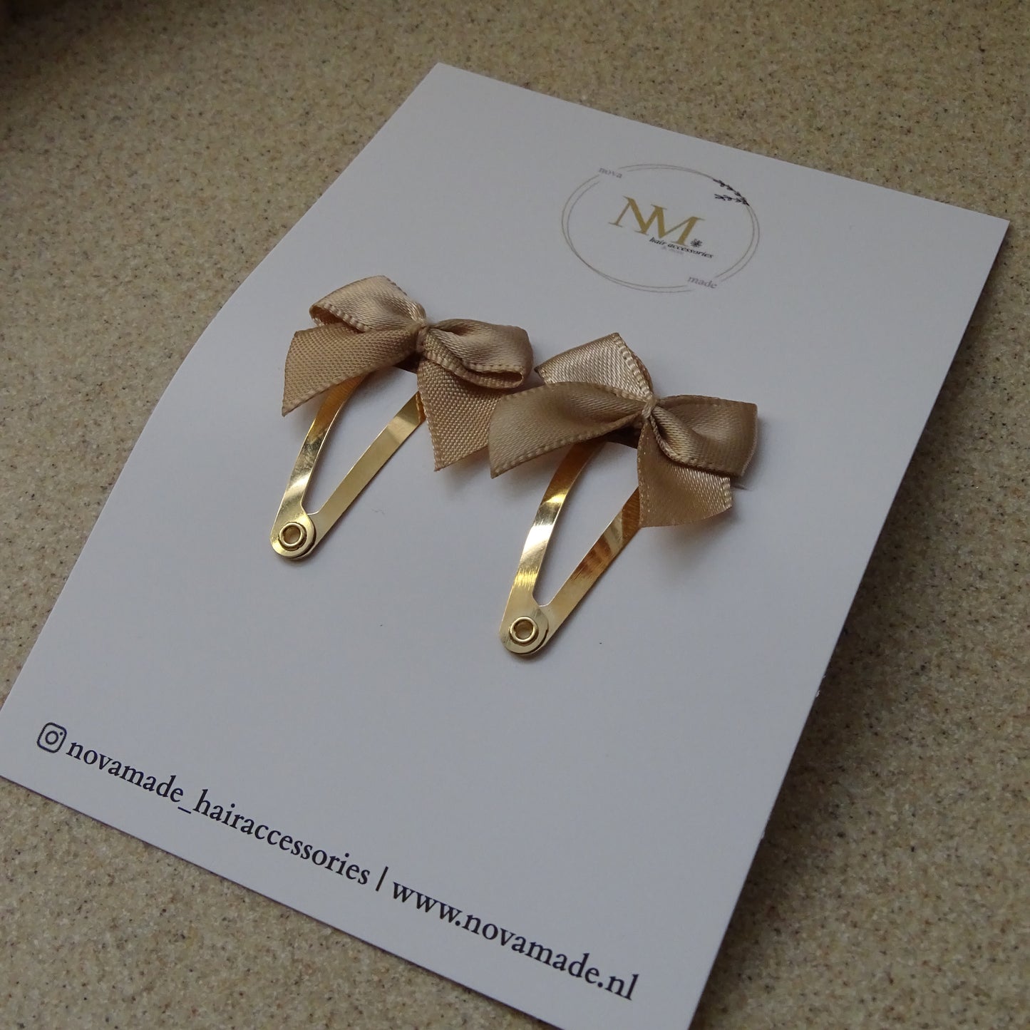 Klikklak | mini bow - beige