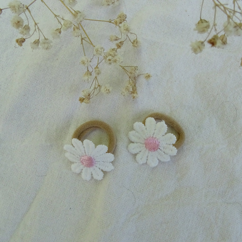 Elastiek | madelief - wit met roze