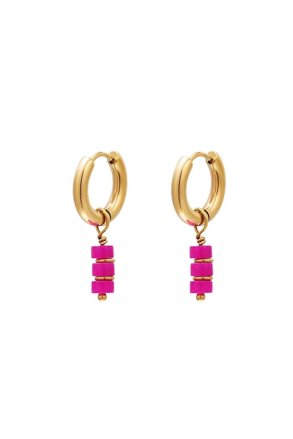 Oorbel - fuchsia kralen