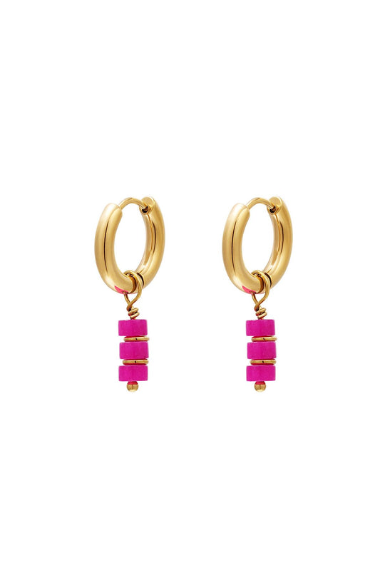 Oorbel - fuchsia kralen