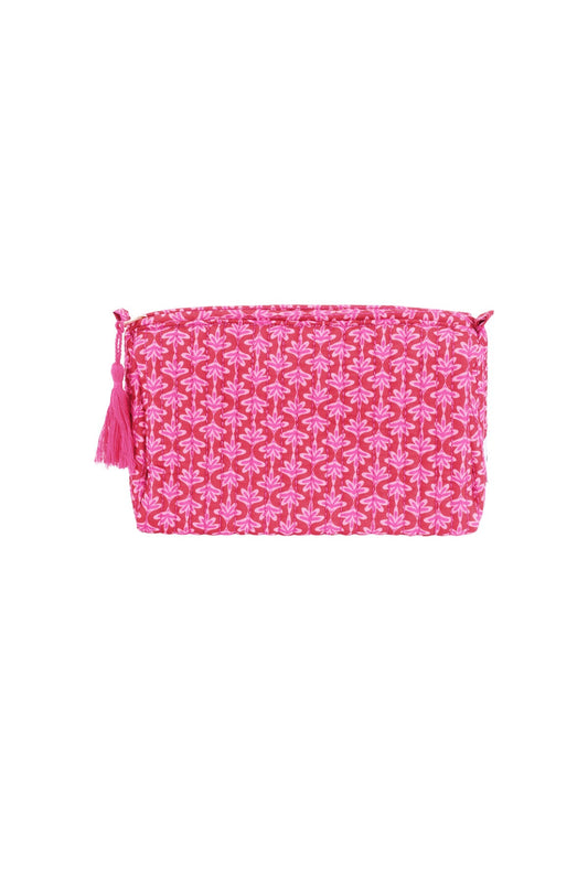 Make-up tas | roze met roze bloemen