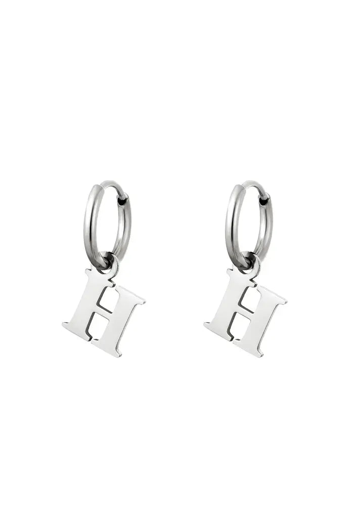 Oorbel - Initiaal Zilver