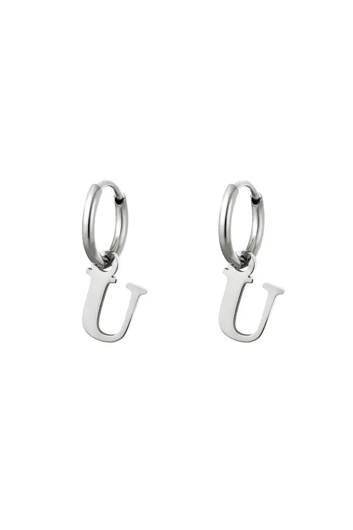 Oorbel - Initiaal Zilver