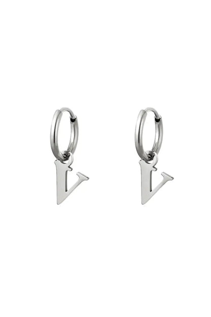 Oorbel - Initiaal Zilver