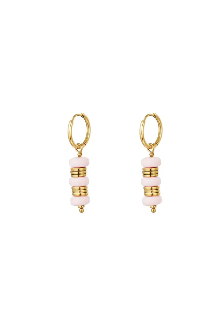 Oorbel - pink & gold