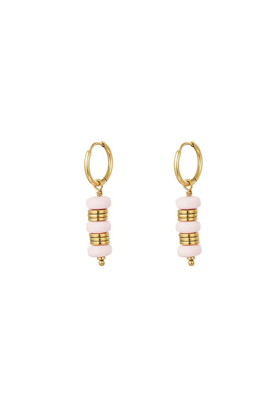 Oorbel - pink & gold